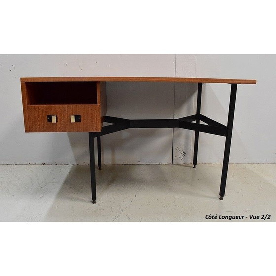 Image 1 of Vintage double desk in teak veneer by Gérard Guermonprez, 1950