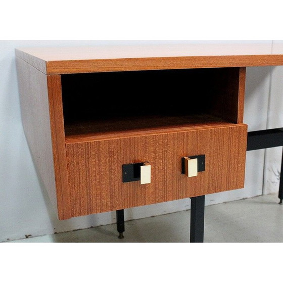 Image 1 of Vintage double desk in teak veneer by Gérard Guermonprez, 1950