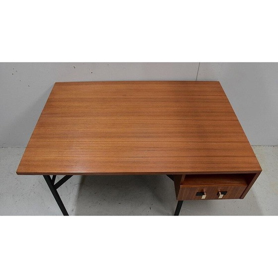 Image 1 of Vintage double desk in teak veneer by Gérard Guermonprez, 1950