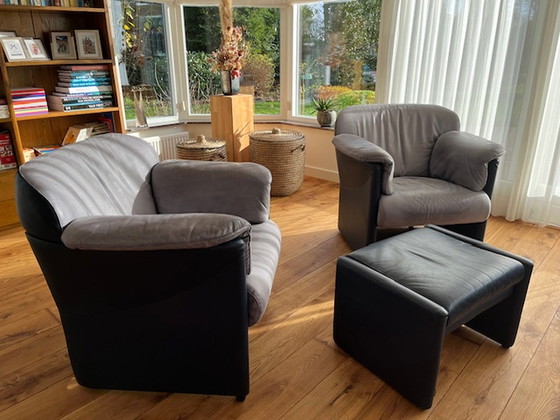 Image 1 of 2x Jori armchairs Jr 4600 with matching footstool