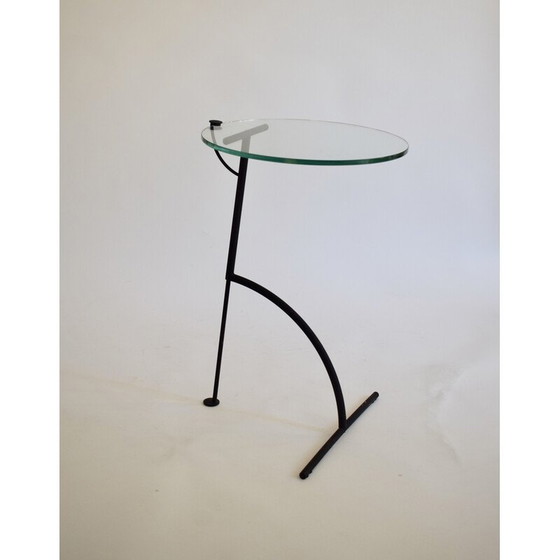 Image 1 of Vintage "Tea for two" side table in black lacquered metal and glass by Gavin Lindsay for Tebong, 1980