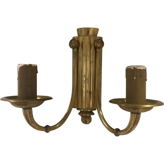 Image 1 of Pair of vintage art deco wall lamps with double light