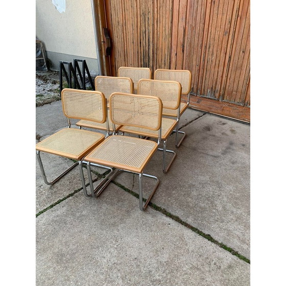 Image 1 of Set of 6 vintage B32 Cesca chairs by Marcel Breuer, Italy 1970