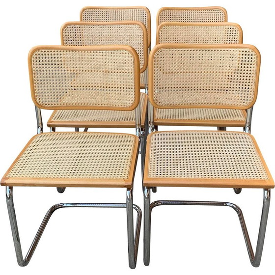 Image 1 of Set of 6 vintage B32 Cesca chairs by Marcel Breuer, Italy 1970