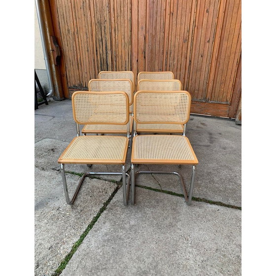 Image 1 of Set of 6 vintage B32 Cesca chairs by Marcel Breuer, Italy 1970