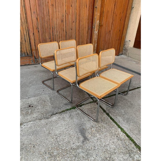 Image 1 of Set of 6 vintage B32 Cesca chairs by Marcel Breuer, Italy 1970