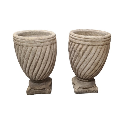 Classic French Sandstone Flower Pots, 2nd Half 20th Century