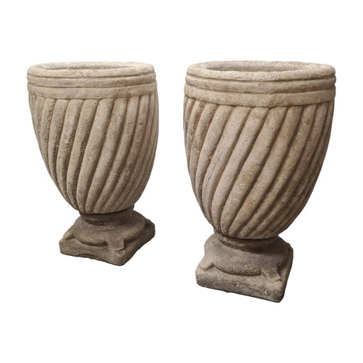 Classic French Sandstone Flower Pots, 2nd Half 20th Century