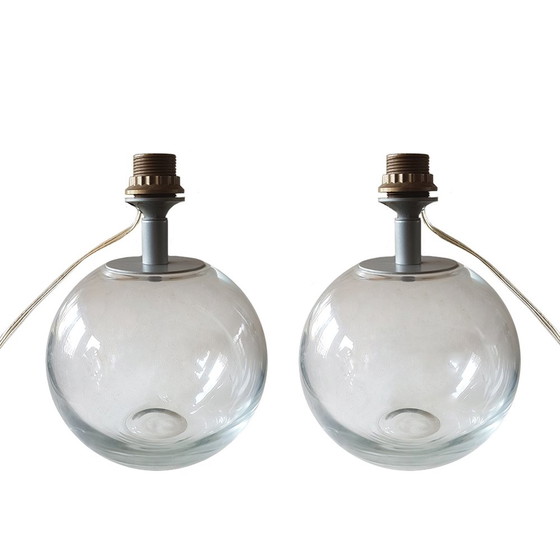 Image 1 of Clear Glass Globe Table Lamps, 1970s, Set of 2