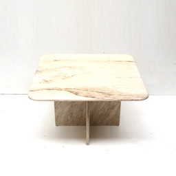 Table basse / table d'appoint carrée vintage en marbre italien des années 1970