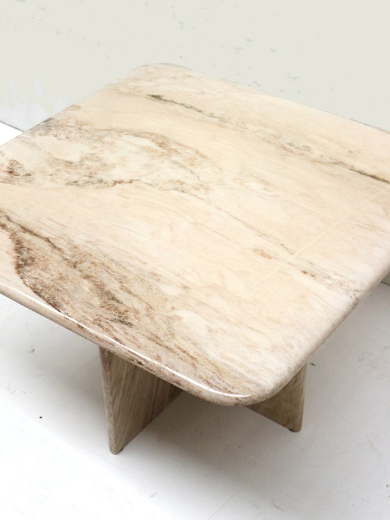 Image 1 of Square vintage Italian marble coffee table / side table from the 1970s