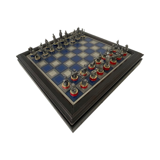 Franklin Mint - Chess Set - Battle Of Waterloo - Tin Pieces - Limited Edition