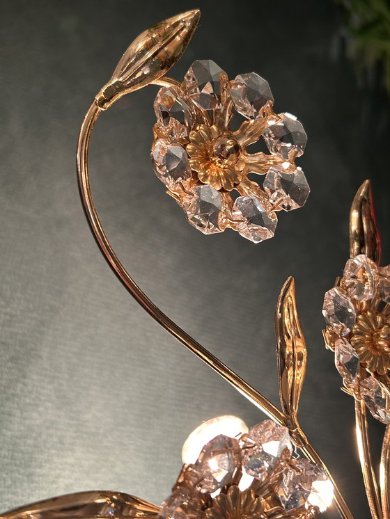 Image 1 of Branded Swarovski Table Lamps 2 Pieces Floral Frame Crystal