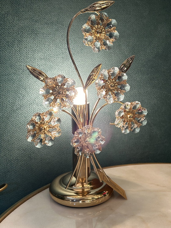 Image 1 of Branded Swarovski Table Lamps 2 Pieces Floral Frame Crystal