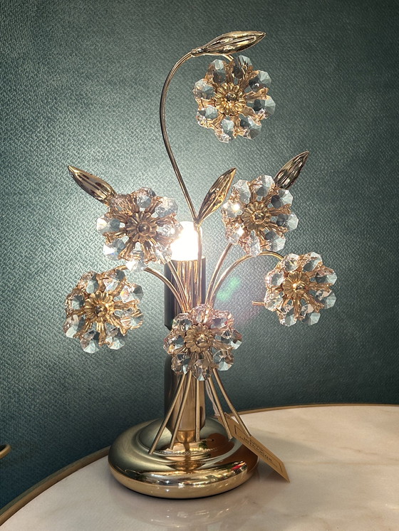 Image 1 of Branded Swarovski Table Lamps 2 Pieces Floral Frame Crystal