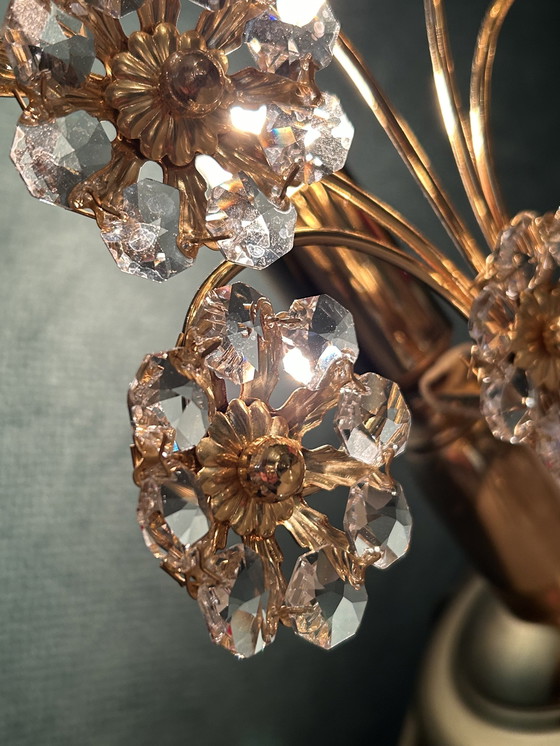 Image 1 of Branded Swarovski Table Lamps 2 Pieces Floral Frame Crystal