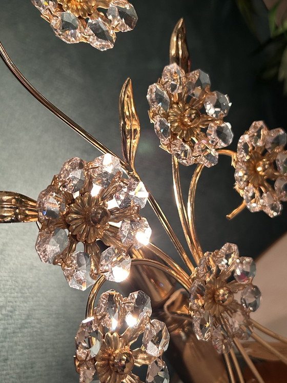 Image 1 of Branded Swarovski Table Lamps 2 Pieces Floral Frame Crystal