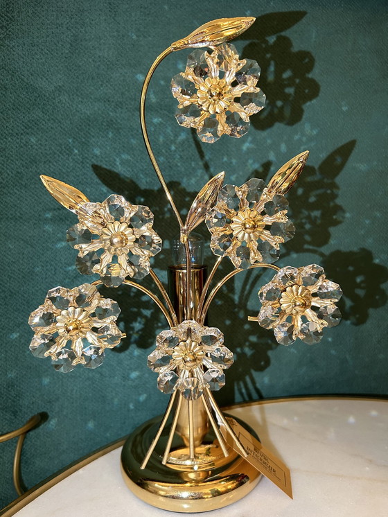 Image 1 of Branded Swarovski Table Lamps 2 Pieces Floral Frame Crystal