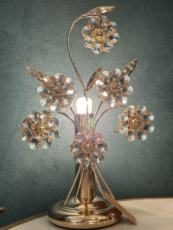 Image 1 of Branded Swarovski Table Lamps 2 Pieces Floral Frame Crystal