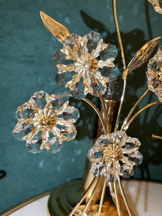 Image 1 of Branded Swarovski Table Lamps 2 Pieces Floral Frame Crystal