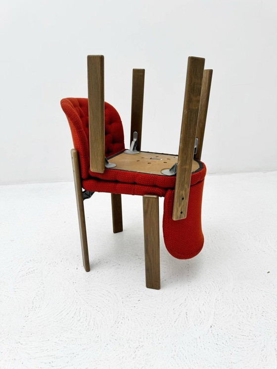 Image 1 of Set of 4 Red Upholstered Mid-Century Chairs by Dietiker Stein Am Rhein