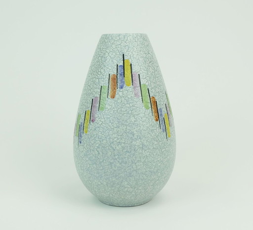 Steuler Mid Century Modern Ceramic Vase 1950S Drip Glaze Colorful Pattern