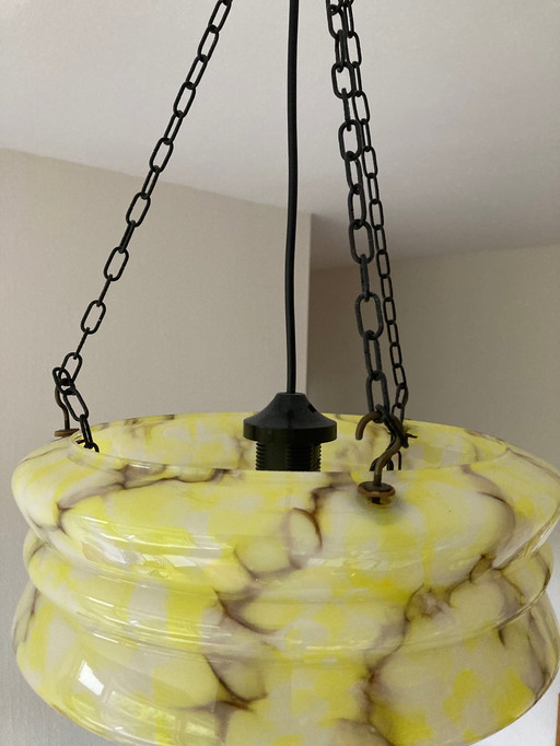 Vintage Art Deco Marbled Glass Pendant Lamp