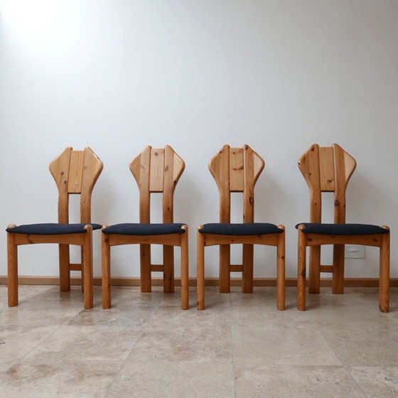 Image 1 of Set of 4 vintage Pine Dining Chairs Denmark 1970s