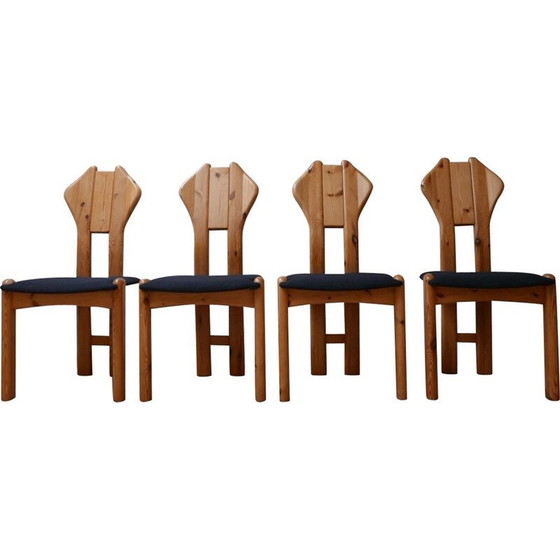 Image 1 of Set of 4 vintage Pine Dining Chairs Denmark 1970s