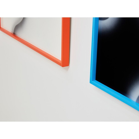 Image 1 of Pair of vintage paintings in plexiglass and wood for Les Simonnet, 1996