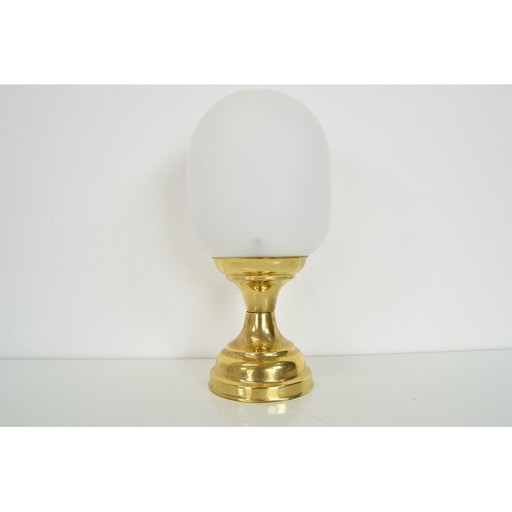 Vintage table lamp in milk glass and brass, Czechoslovakia 1970s
