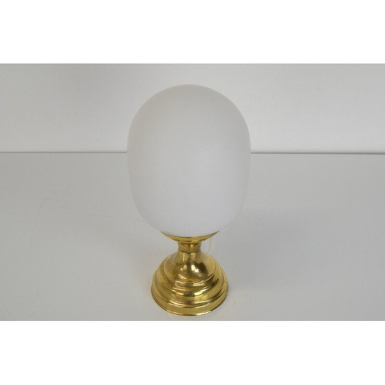 Image 1 of Lampada da tavolo vintage in vetro opalino e ottone, Cecoslovacchia, anni '70