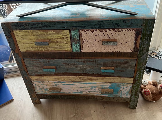 Image 1 of Piet-Hein Eek Recycled Chest of drawers and side table