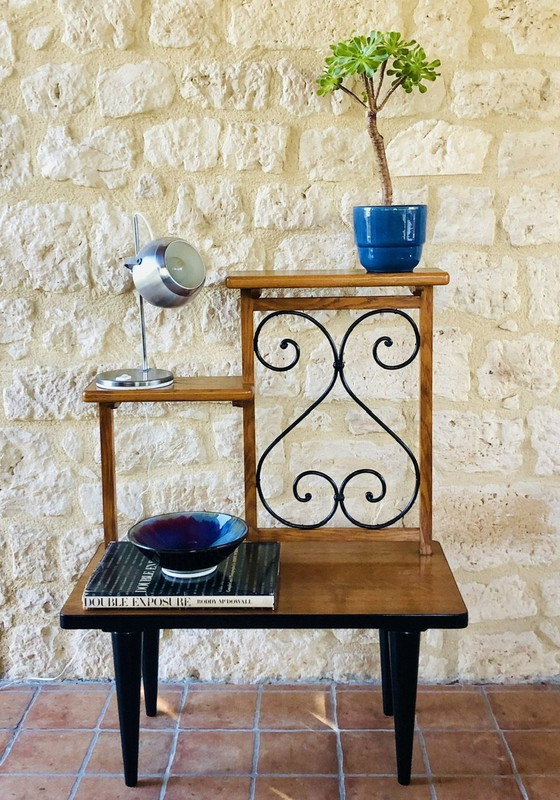 Image 1 of Mid-Century Oak And Formica Plant Stand, 1960S