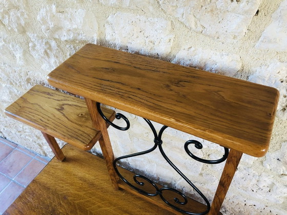 Image 1 of Mid-Century Oak And Formica Plant Stand, 1960S