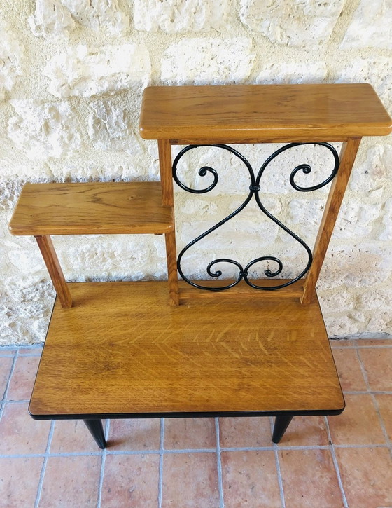 Image 1 of Mid-Century Oak And Formica Plant Stand, 1960S