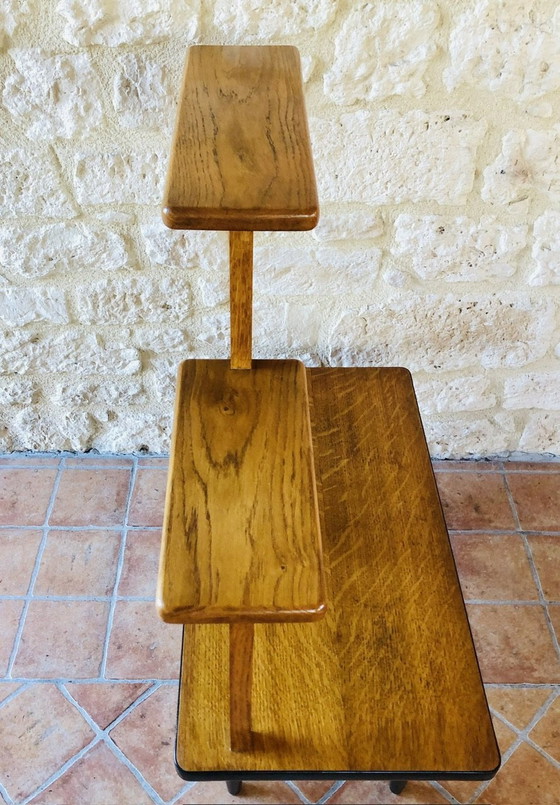 Image 1 of Mid-Century Oak And Formica Plant Stand, 1960S