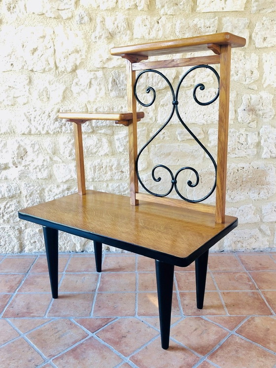 Image 1 of Mid-Century Oak And Formica Plant Stand, 1960S