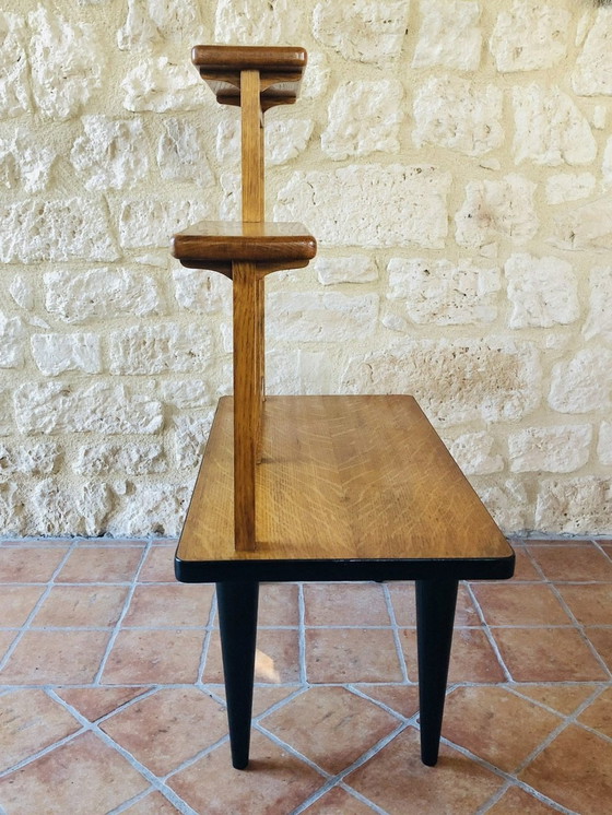 Image 1 of Mid-Century Oak And Formica Plant Stand, 1960S