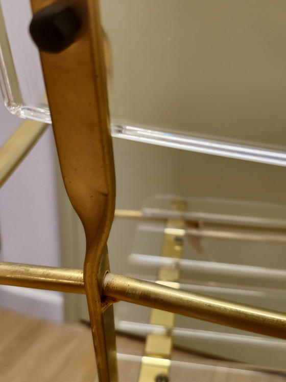 Image 1 of Chaise Vintage en Plexiglas Fauteuil Acrylique Or Verre