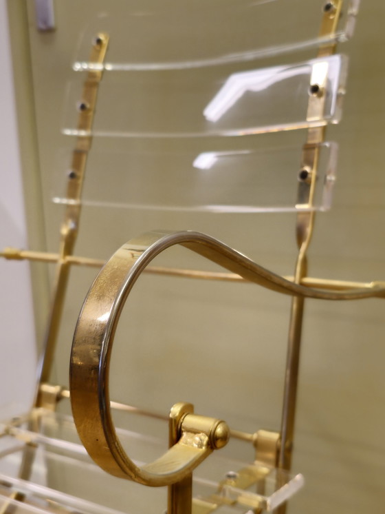 Image 1 of Chaise Vintage en Plexiglas Fauteuil Acrylique Or Verre