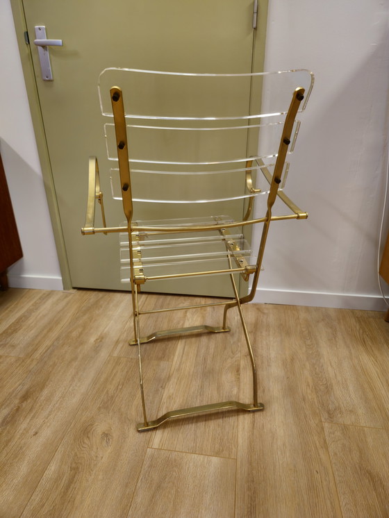 Image 1 of Chaise Vintage en Plexiglas Fauteuil Acrylique Or Verre