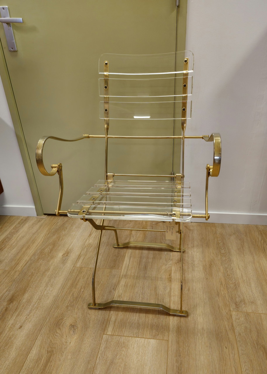 Vintage Plexiglas Chair Armchair Gold Acrylic Glass €325 Whoppah