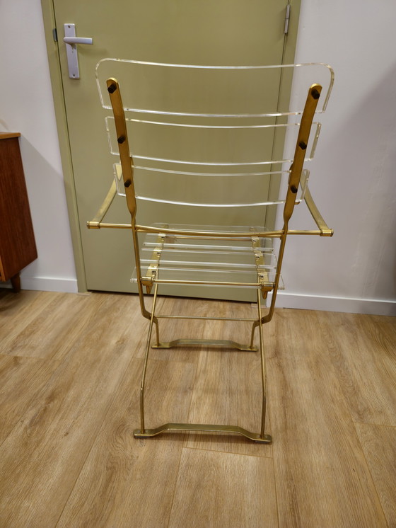 Image 1 of Chaise Vintage en Plexiglas Fauteuil Acrylique Or Verre