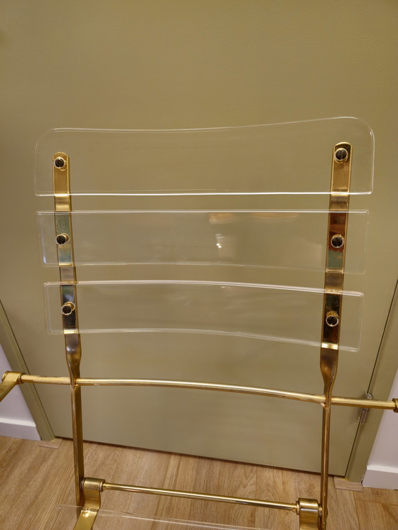 Image 1 of Chaise Vintage en Plexiglas Fauteuil Acrylique Or Verre