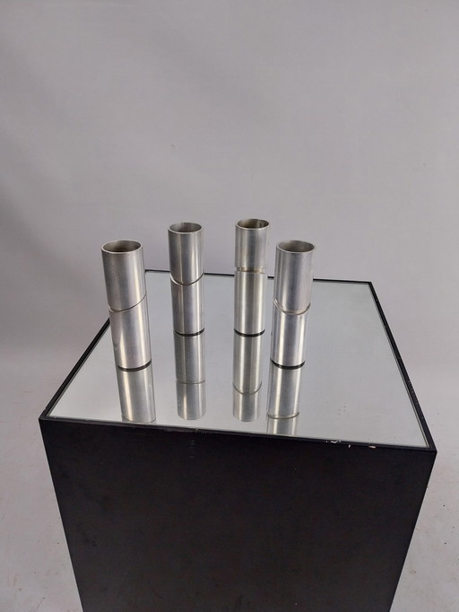 4 aluminum candlesticks/objects by Rob van 't same Leiden