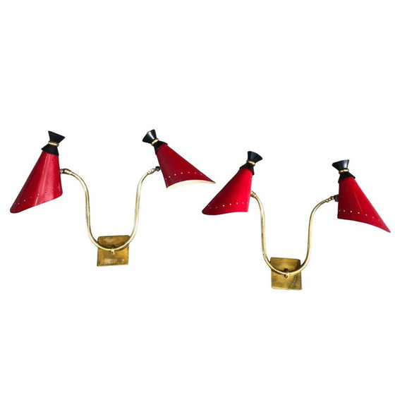 Image 1 of Pair of vintage brass sconces, 1950