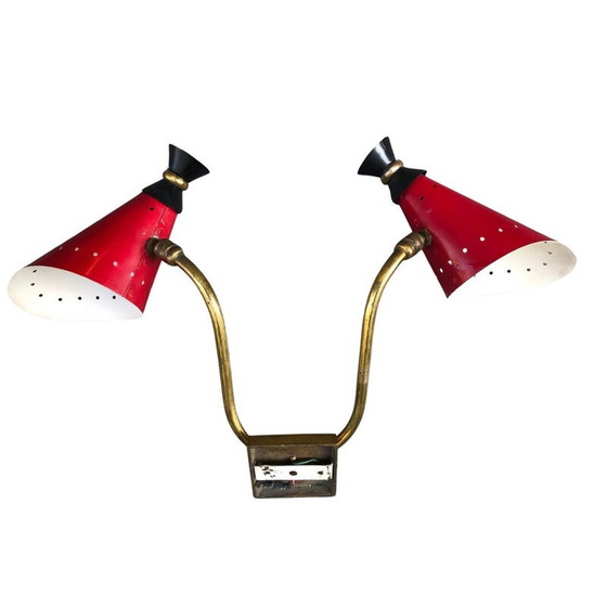 Image 1 of Pair of vintage brass sconces, 1950