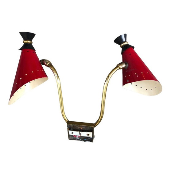 Image 1 of Pair of vintage brass sconces, 1950