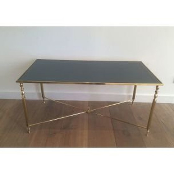 Image 1 of Vintage French brass and glass coffee table, 1960